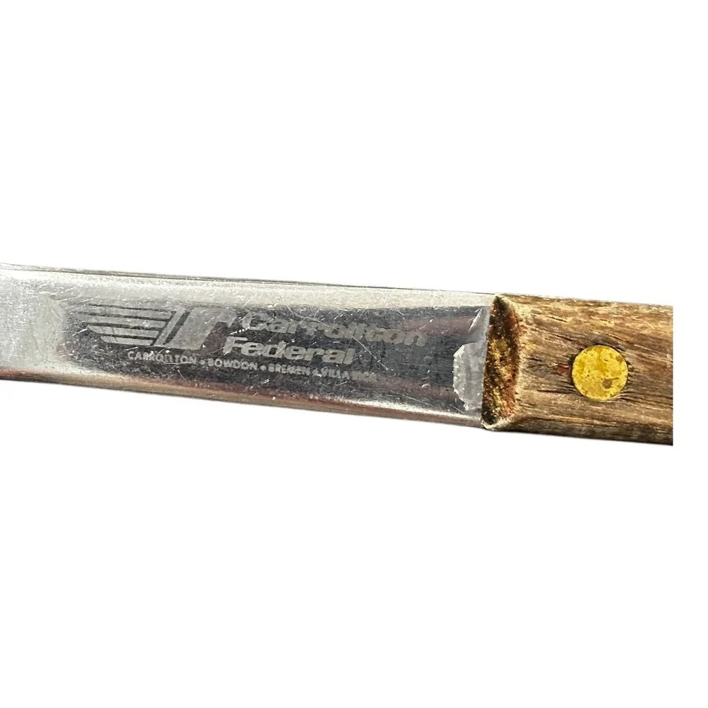 VTG Warco Stainless Steel Slotted Spoon Serrated Advertising Carollton‎ Federal